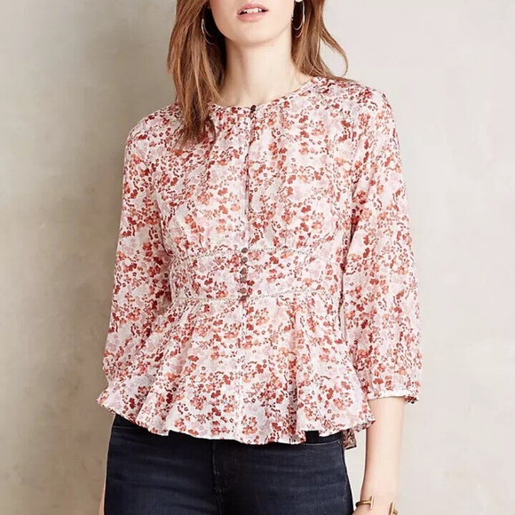Anthropologie Moulinette Soeurs Silk Floral Blouse - Picture 5 of 6